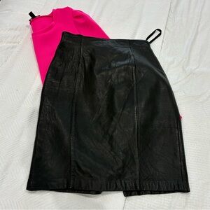 Valerie Stevens Black Leather Pencil Skirt